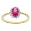 Gold Plated Silver Red Gemstone And Cubic Zirconia Cluster Ring