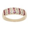 9ct Yellow Gold Ruby And Cubic Zirconia Wave Ring
