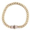 14ct Yellow Gold Monaco Classic Pave Lock Curb Bracelet 7.5"