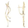 14ct Yellow Gold 0.20ct Brilliant Cut Diamond Triple Wave Earrings