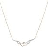 9ct Yellow and White Gold 0.02ct Diamond Double Heart Collarette Chain 18"