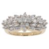 18ct Yellow Gold 1.00ct Brilliant And Baguette Cut Diamond Cluster Ring