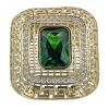 14ct Yellow Gold Cubic Zirconia And Green Stone Set Square Ring