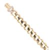14ct Yellow Gold Monaco Curb Edge Cubic Zirconia Pave Lock Bracelet 9"