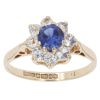 9ct Yellow Gold Cubic Zirconia and Sapphire Cluster Ring