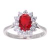 9ct White Gold Red Gemstone and Cubic Zirconia Cluster Ring