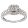 9ct White Gold 0.45ct Princess and Brilliant Cut Diamond Cluster Ring