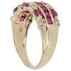 9ct Yellow Gold 0.15ct Diamond and Ruby Three Row Ring