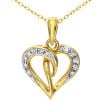 9ct Yellow Gold Diamond Heart Pendant Necklace