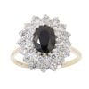 9ct Yellow Gold Sapphire and Cubic Zirconia Cluster Ring