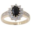 9ct Yellow Gold Sapphire And Cubic Zirconia Cluster Ring