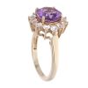 9ct Yellow Gold Amethyst And Cubic Zirconia Cluster Ring
