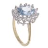 9ct Yellow Gold Aquamarine And Cubic Zirconia Cluster Ring