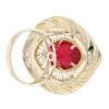 14ct Yellow Gold Greek Key Red Gem Ring