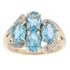 9ct Yellow Gold 0.01ct Diamond And Blue Topaz Cluster Ring