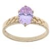 9ct Yellow Gold Patterned Amethyst Single Stone Ring