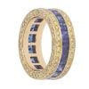 18ct Yellow Gold 3.25ct Yellow Diamond And Sapphire Full Eternity Ring