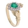 9ct Yellow Gold Cubic Zirconia And Green Gemstone Claddagh Ring