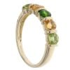9ct Yellow Gold Peridot, Citrine And Diopside Five Stone Ring