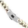 14ct Yellow Gold Monaco Curb Classic Cubic Zirconia Pave Lock Chain 24"