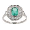 Platinum 0.95ct Emerald and 0.65ct Diamond Cluster Ring