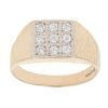 9ct Yellow Gold Cubic Zirconia Textured Signet Ring