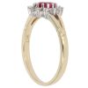 9ct Yellow Gold Cubic Zirconia and Red Gemstone Cluster Ring
