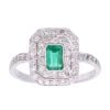 Platinum Emerald and 0.40ct Diamond Ring