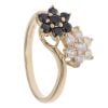 14ct Yellow Gold Sapphire And Cubic Zirconia Double Cluster Ring