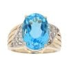 9ct Yellow Gold Blue Topaz And Cubic Zirconia Ring