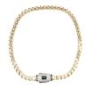 14ct Yellow Gold Monaco Cube Plain Pave Lock Bracelet 8.5"