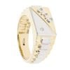 9ct Yellow And White Gold 0.02ct Diamond Dad Signet Ring