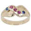 9ct Yellow Gold Created Sapphire And Created Ruby Five Stone Ring