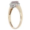 9ct Yellow Gold 0.10ct Diamond and Ruby Triple Cluster Ring