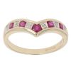 9ct Yellow Gold 0.05ct Diamond and Ruby Wishbone Ring