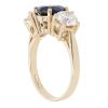 14ct Yellow Gold Created Sapphire And Cubic Zirconia Three Stone Ring