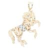9ct Yellow Gold Cubic Zirconia And Blue Gemstone Horse Pendant