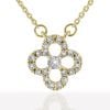 9ct Yellow Gold 0.35ct Diamond Quatrefoil Pendant and Integral Chain 16" by Anya Belle