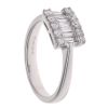 18ct White Gold 0.65ct Baguette and Brilliant Cut Diamond Three Row Fancy Ring