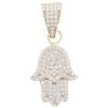9ct Yellow Gold Cubic Zirconia Hamza Hand Pendant