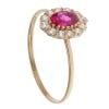 14ct Yellow Gold Cubic Zirconia and Red Gemstone Cluster Ring