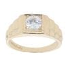 9ct Yellow Gold Cubic Zirconia Solitaire Watch Strap Signet Ring