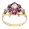 18ct Yellow Gold 0.35ct Brilliant Round Diamond and Ruby Cluster Ring