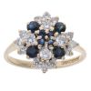 9ct Yellow Gold Sapphire And Cubic Zirconia Cluster Ring
