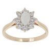9ct Yellow Gold Cubic Zirconia and Opal Cluster Ring