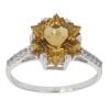 9ct White Gold Cubic Zirconia and Citrine Solitaire Ring