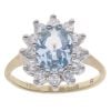 9ct Yellow Gold Aquamarine And Cubic Zirconia Cluster Ring