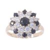 9ct Yellow Gold Cubic Zirconia And Sapphire Cluster Ring