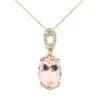 9ct Yellow Gold 0.05ct Diamond And Morganite Pendant And Chain 18"