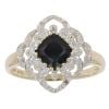 9ct Yellow Gold 0.02ct Diamond and Sapphire Cluster Ring